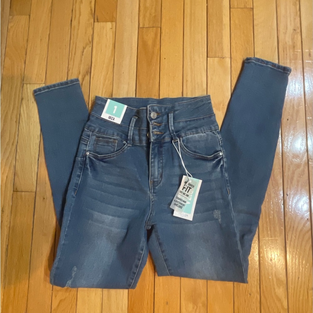 IBIZA HIGH RISE STRAIGHT LEG STRETCH JEANS PETITE SZ 1